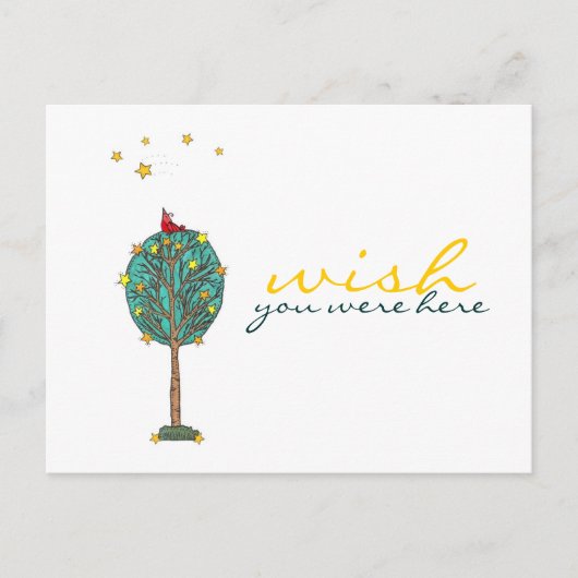 Was je maar hier Red Bird Shooting Star Design Briefkaart (Voorkant)