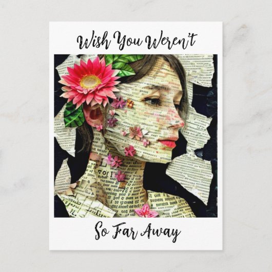 Was je maar niet zo ver weg briefkaart (Voorkant)