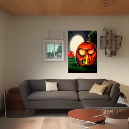 Was je nu bang? De pompoen vroegen | AI Art. Poster