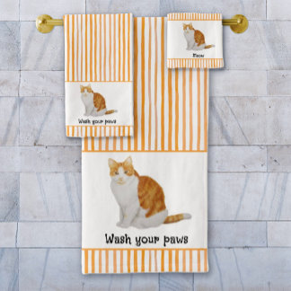 Was je poten Oranje kat Waterverf strepen Bad Handdoek