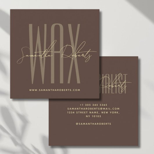 Was specialist modern typografie script bruin vierkante visitekaartje