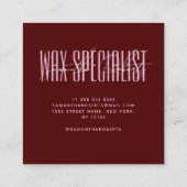 Was specialist modern typografie script rood vierkante visitekaartje (Achterkant)
