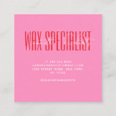 Was specialist moderne typografie script roze vierkante visitekaartje (Achterkant)