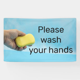 Was uw hand alstublieft met zeep spandoek