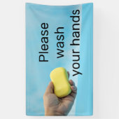 Was uw hand alstublieft met zeep spandoek (Verticaal)