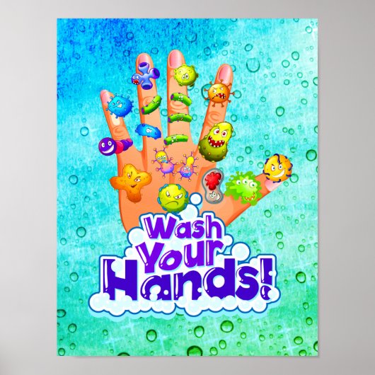 Was uw handen 2020 Bathroom Hygiene-teken Poster (Voorkant)