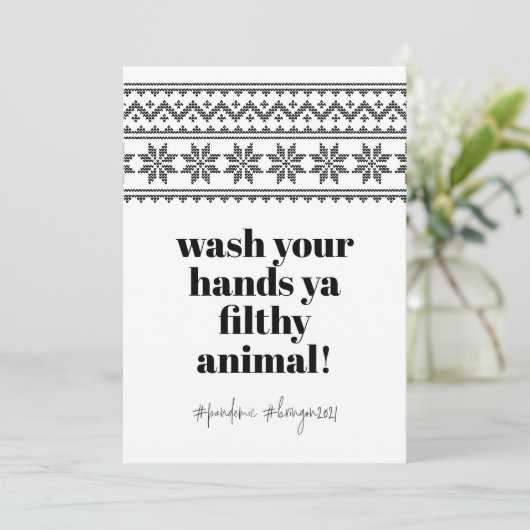 Was uw handen 2020 Funny Humor Sweater Stitch Feestdagenkaart (Staand voorkant)