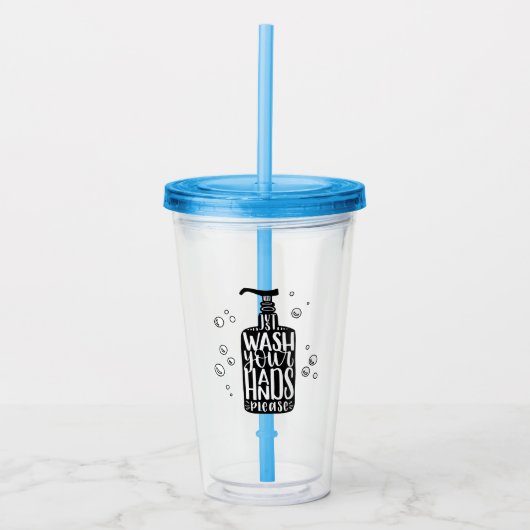 Was uw handen alstublieft acryl drinkbeker (Voorkant)