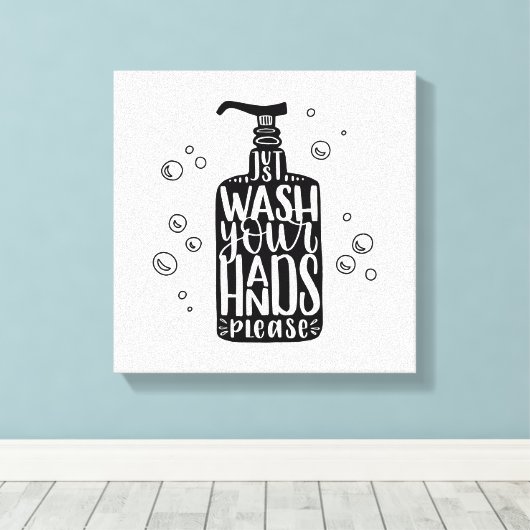 Was uw handen alstublieft canvas afdruk (Insitu (Houten vloer))