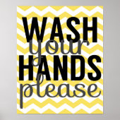 Was uw handen alstublieft - Chevron - Geel grijs Poster (Voorkant)