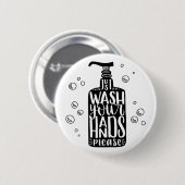 Was uw handen alstublieft ronde button 5,7 cm (Voorkant /achterkant)