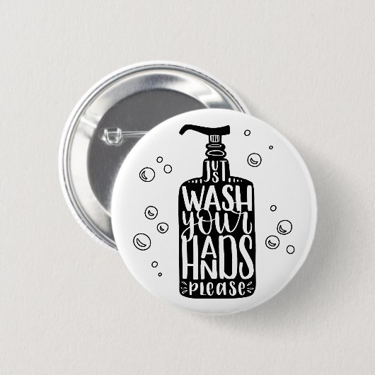 Was uw handen alstublieft ronde button 5,7 cm (Voorkant /achterkant)