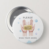 Was uw handen | Button Waterverf illustratie (Voorkant /achterkant)