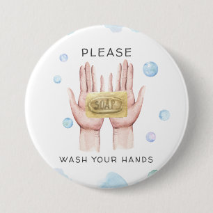 Was uw handen   Button Waterverf illustratie