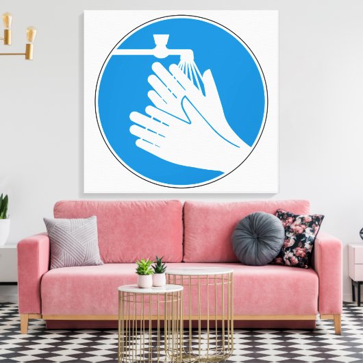 Was uw handen (gezondheid en veiligheid) (hygiëne) canvas afdruk (Insitu (Woonkamer))