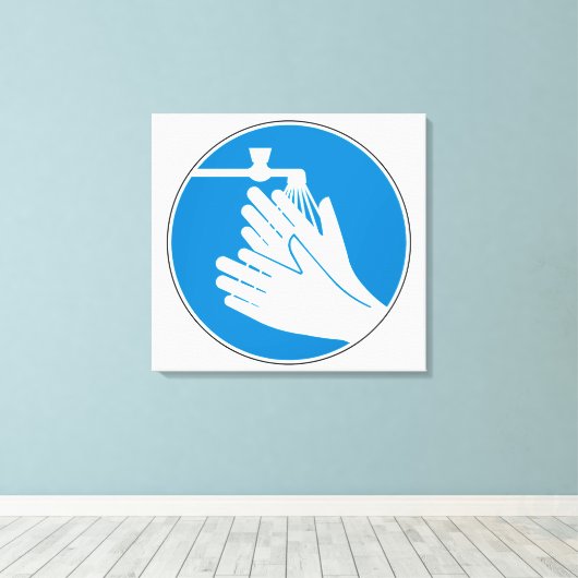 Was uw handen (gezondheid en veiligheid) (hygiëne) canvas afdruk (Insitu (Houten vloer))
