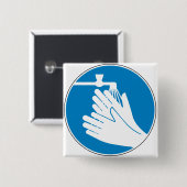 Was uw handen (gezondheid en veiligheid) (hygiëne) vierkante button 5,1 cm (Voorkant /achterkant)