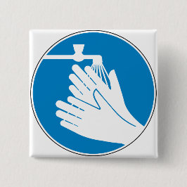 Was uw handen (gezondheid en veiligheid) (hygiëne) vierkante button 5,1 cm