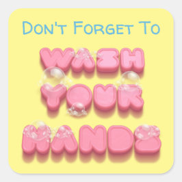 Was uw handen grappige veiligheidswaarschuwing voo vierkante sticker