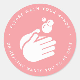Was uw handen - Hand wassen Doctor & Griep Ronde Sticker