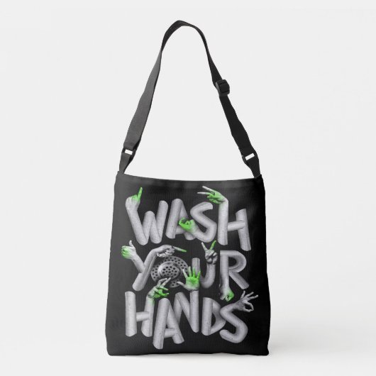 Was uw handen Hygiene Germs Crossbody Tas (Achterkant)