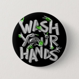 Was uw handen Hygiene Germs Ronde Button 5,7 Cm