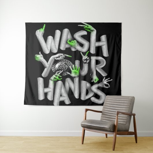 Was uw handen Hygiene Germs Wandkleed (In Situ (horizontaal))