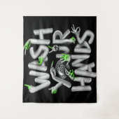 Was uw handen Hygiene Germs Wandkleed (Voorkant)