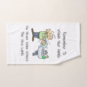 Was uw handen Hygiene Reminder Cartoon Handdoek (Handdoek)