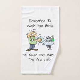 Was uw handen Hygiene Reminder Cartoon Handdoek