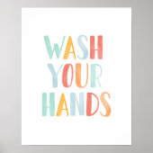 Was uw handen kleurrijke Kinder badkamer Poster (Voorkant)