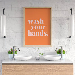 Was uw handen kleurrijke tekst - Bathroom Kitchen Poster