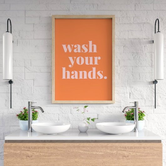 Was uw handen kleurrijke tekst - Bathroom Kitchen Poster