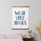 Was uw handen marineblauw Kinder badkamer Hangend Wandkleed (Slaapkamer)