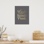 Was uw handen Punk // Grijs & Goud Poster (Keuken)