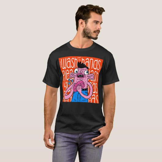 Was uw handen. Reinig uw handen. en het voorkomen  T-shirt (Voorkant volledig)