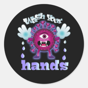 Was uw handen ronde sticker