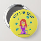 Was uw handen veilig ronde button 4,0 cm (Voorkant /achterkant)