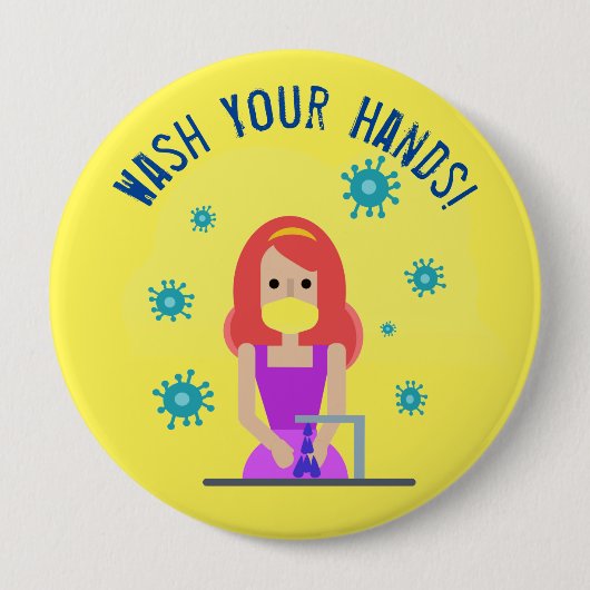 Was uw handen veilig ronde button 4,0 cm (Voorkant)