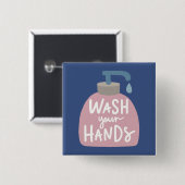 Was Uw handen Vierkante Button 5,1 Cm (Voorkant /achterkant)