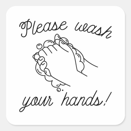 Was uw handen vierkante sticker (Voorkant)