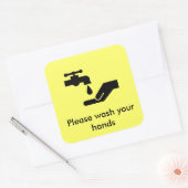 Was uw handen vierkante sticker (Envelop)