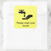 Was uw handen vierkante sticker (Tas)