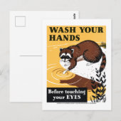 Was uw handen Wasbeer Poster Briefkaart (Voorkant / Achterkant)