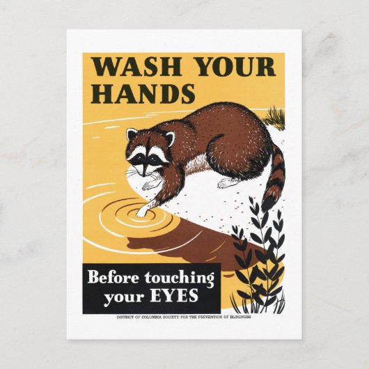 Was uw handen Wasbeer Poster Briefkaart (Voorkant)