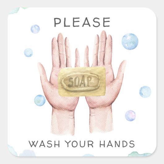 Was uw handen | Waterverf Illustratie Sticker (Voorkant)