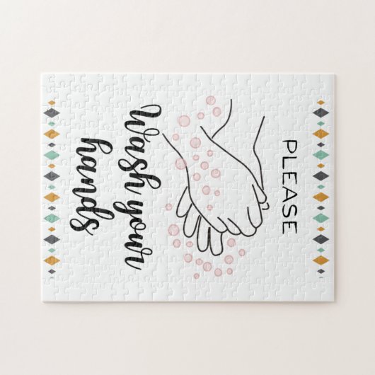 Was uw handpalmkalligrafie legpuzzel (Horizontaal)