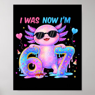 Was zes zeven axolotl 67 meme 7e verjaardag meisje poster