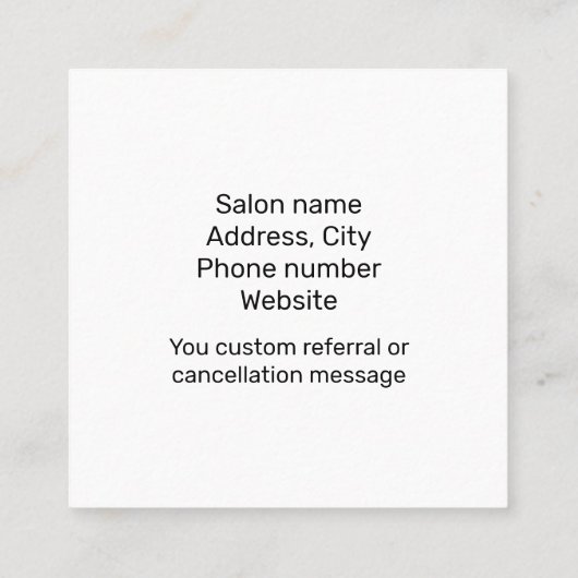 Was zwart vierkante visitekaartje (Achterkant)