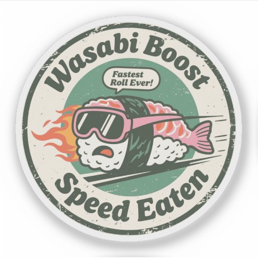 Wasabi Boost Snelheid Gegeten Racing Sushi Sticker (Voorkant)